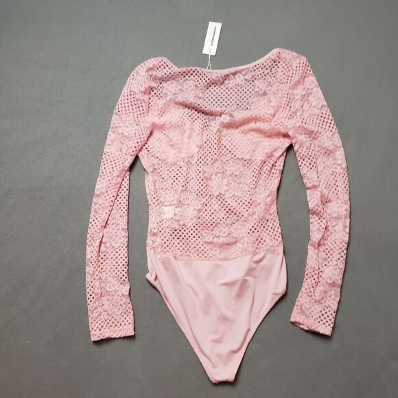 CBR blush pink lace long sleeve bodysuit Sz Large - Picture 6 of 10